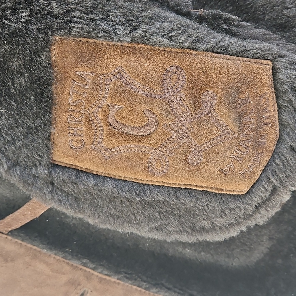 Chocolate Brown Suede Shearling Women's Coat Knee Length VTG Sz 6 Luxurious - Picture 9 of 11